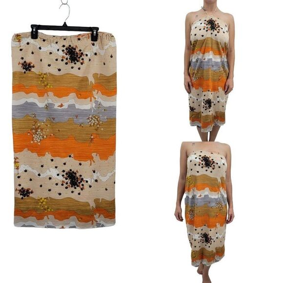 Vtg 70's Womens Skirt Handmade Drawstring Convertible Halter Strapless Dress M - Picture 3 of 13